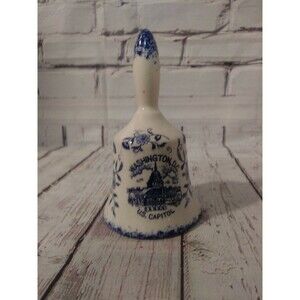Vintage Washington D.C. U.S. Capitol Blue White Ceramic Souvenir Bell Spin Japan